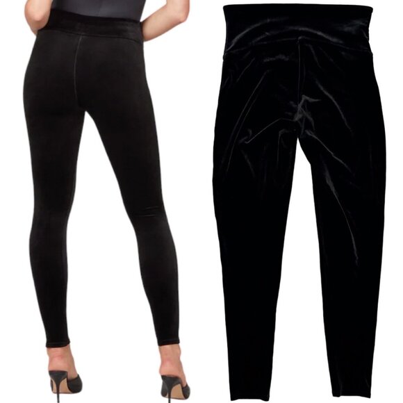 Spanx Ready To Wow! High Rise Velvet Leggings in Black Style 2070 Women's Sz XL - Picture 2 of 15
